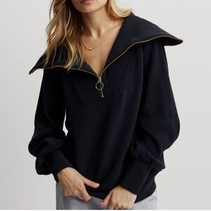 Varley The Vine Half Zip Gold Pullover Black size extra small
